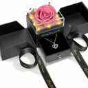 Preserved Flower for Delivery,Birthday Gifts for Women,Christmas Rose Gifts | Light Up Rose Flower With Necklaces for Women,Stocking Stuffers Gifts for Mom Wife Grandma Anniversary Valentines Gifts