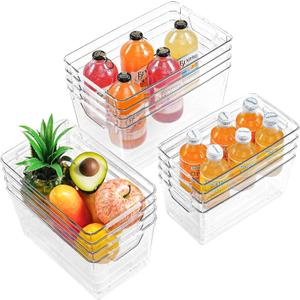 12 Pack Organizers and Storage, Pantry Organization and Storage Bins, Cabinet Organizer, Clear Plastic Storage Containers with HandleAcrylic Storage Bins (4 Small, 4 Middle, 4 Large