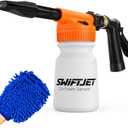 SwiftJet Car Wash Foam Gun + Microfiber Wash Mitt - Foam Cannon Works with Any Soap - Garden Hose Car Foam Sprayer - Car Wash Kit - Car Accessories Foam Blaster (Orange Foam Gun with Mitt)