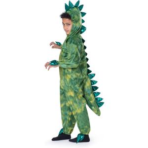 Dress Up America Kids T-Rex Costume  Green Dinosaur Jumpsuit w/Hood & Tail  Toddler & Youth Sizes for Halloween & Play (Small)