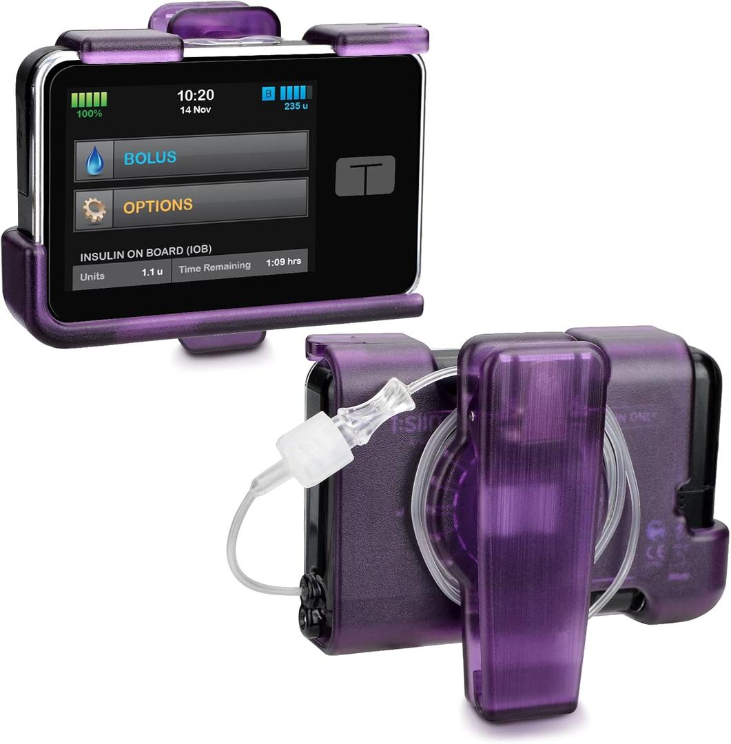 Tandem Tslim X2 Pump Case Accessories Smooth Comfortable Flexible Safe Convenient Insulin Pump Holder 360 Rotating Sturdy Belt Clip for t:Slim/t:Slim G4 (Purple)