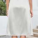 Litherday Women's Satin Half Slip Lace Trim Long Underskirt Slips for Under Dresses White L (White)