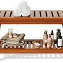 30" Premium Solid Teak Shower Bench with Storage Shelf - 450 lbs Capacity, Waterproof & Non-Slip Seat for Bathroom, Poolside, Spa