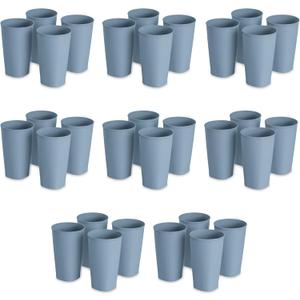 Sterilite Set of Four 20 Oz Tumblers, Reusable Plastic Cups For Drinking Water or Juice, Freezer and Dishwasher Safe, Blue, 8-Pack