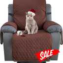 XINEAGE Water Resistant Recliner Cover, Nonslip Recliner Chair Covers for Reclining Chair with Pockets, Quilted Thick Recliner Slipcovers for Pets and Kids (Recliner Chair, Coffee) (1 Seater Recliner)