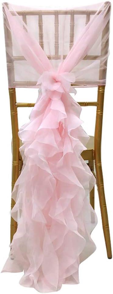 Milk Yarn Chair Cover, Tulle Chair Back Cap Covers for Bridal Shower, Wedding, Baby Shower Decoration Long Tulle High Chair Skirt Slipcovers (Pink, 2pcs)