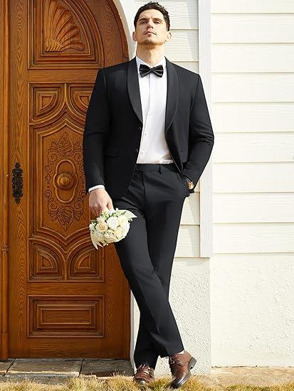 Casual Blazer Pants Suits for Men Dressy Oversized Long Sleeve Blazer and Wide Leg Pants 2 Piece Outfits, XL