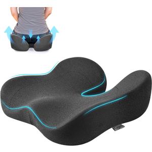 Soft Support Memory Foam Seat Cushion - Wide Cushion for Wide Hip Office Workers, Car Drivers - Sciatica,Tailbone Pain Relief,Office Chair Cushion & Car Seat Cushion (Gray)