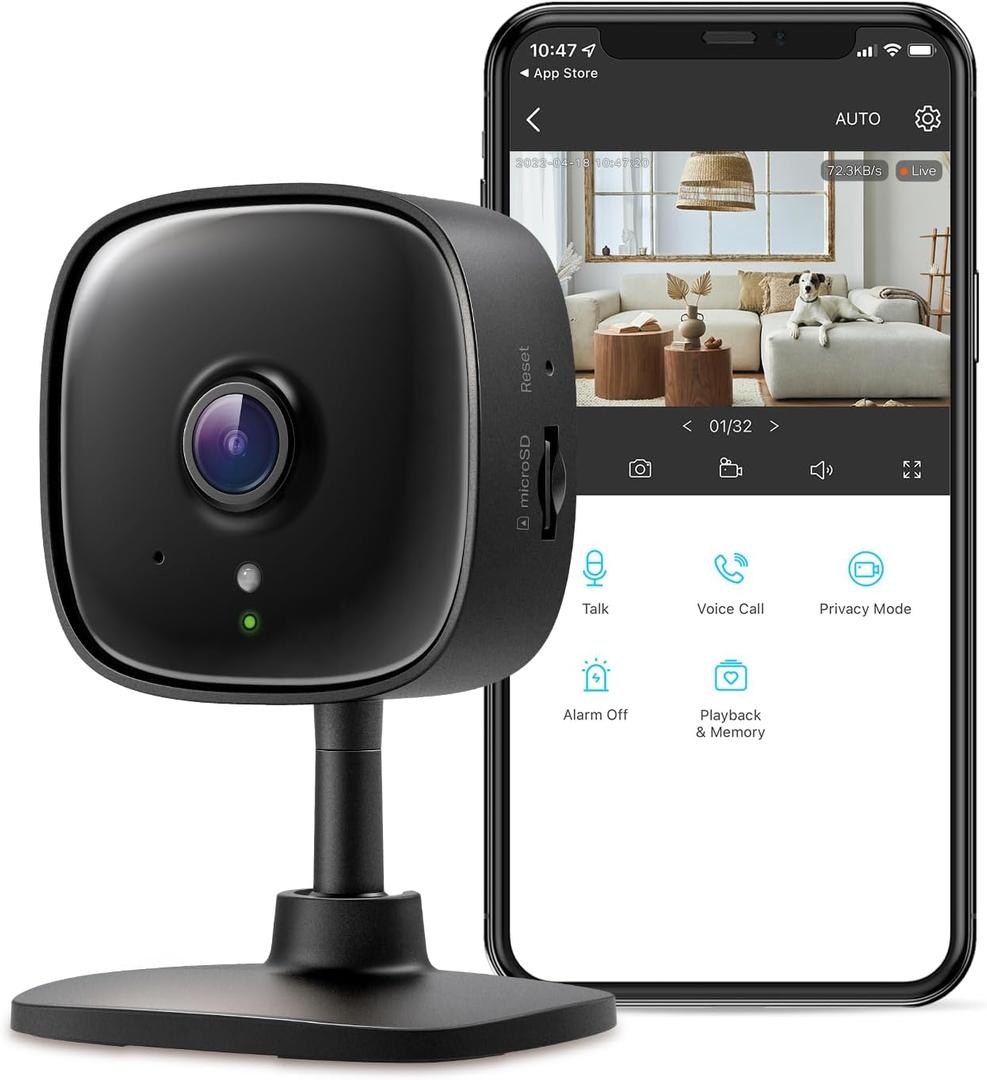 Tapo TP-Link New 2K Indoor Security Camera for Baby Monitor, Pet Camera | Motion Detection | 2-Way Audio | Night Vision | Cloud & SD Card Storage | Works w/Alexa & Google Home | Black C111