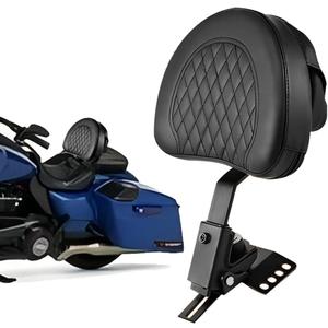 DREAMIZER Black Adjustable Driver Backrest Plug-in Rider Backrest Pad Motorcycle Custom Mounting Kit Compatible with Harley Touring Models Road King Street Glide Electra Glide Road Glide 1997-2023