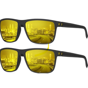 KALIYADI Night Vision Glasses for Men, Lightweight Night Driving Glasses for Driving (Night Vision/NightVision/NightVision), 2 pack, Black