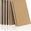 Dynta Spiral Notebooks A5 Lined 5Pcs College Ruled Journals Bulk Thick Paper for Work, Study, Notes Taking, Gifts 120 Pages/60 Sheets Kraft Brown