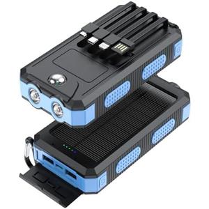 YELOMIN Solar Charger, 20000mAh Portable Type-C Solar Power Bank with 4 Cables, Waterproof Battery Pack, Outdoor External Backup Power Charger Six Outputs/LED Flashlights, Perfect for Camping Travel