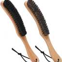 Hat Brush Combo Kit - Horsehair Felt Hat Brush Clean Cowboy Hat, Fedora Hat & Baseball Cap, Boar Bristle Lint Brush Remove Pet Hair Dust for Suits, Suede, Clothes & Furniture, Beech Handle - 2 Pack