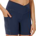 3 x Ewedoos Girls Volleyball Athletic Shorts with Pockets - Preppy Spandex Dance Shorts for Teen Girls (Blue, M)