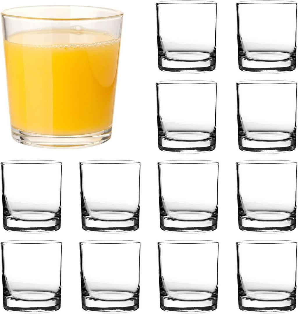 QAPPDA Clear Drinking Glasses - 7oz Old Fashioned Cocktail Glass, Heavy Base Rocks Glass for Bourbon, Juice, Beverages & Shot Glasses - 12 Pack