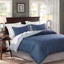SLEEPBELLA Comforter King Size, 600 Thread Count Cotton Navy & Grey Leaves Reveisible Comforter Sets, Down Alternative Bedding Set 3Pcs(King, Navy&Blue Leaves)