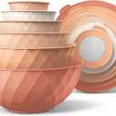 COOK WITH COLOR Mixing Bowls with Lids - 12 Piece Plastic Nesting Bowls Set includes 6 Prep Bowls and 6 Lids, Microwave Safe Mixing Bowl Set, Orange Diamond