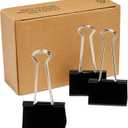 Amazon Basics Sturdy Binder Clips for Office Use, 48 Count (4 Pack of 12), Large, 2 in, Black