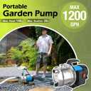 1.5 HP Shallow Well Garden Transfer Pump, 1200 GPH
Stainless Steel Housing, 148-ft Max Head, Booster Jet Pump for Sprinklers, Carry Handle and Thermal Overload Protection