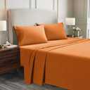 Superior Paisley or Solid Flannel Cotton Sheet Set, Fuzzy Warm Sheets, Traditional Bohemian Bedding, Includes 1 Flat Sheet, 1 Elastic Deep Pocket Fitted Sheet, 2 Pillowcases, Queen, Pumpkin