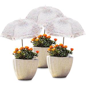 TIMSO Adjustable 3 Pack Plant Shade Umbrella for Outdoor Garden - Sun Protection Cloth & Umbrella for Plants, Potted Plants, and Garden Beds (Large, Lilac)