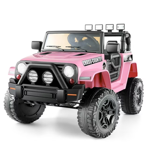 Funcid Ride on Truck Car, Kids 12V Electric Ride on Toys with Parent Remote Control, Spring Suspension, Bluetooth Music, LED Lights - Pink