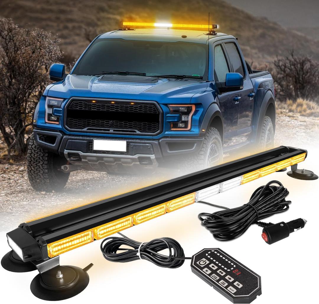 42inch 206 LED Rooftop Emergency Strobe Light Bar Flashing Safety Lights w/Controller Traffic Advisor Warning Hazard Light for Trucks Vehicles Construction Tow Pickup Snowplow Amber
