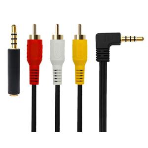 QiCheng&LYS 3.5 mm to RCA AV Camcorder Video Cable,3.5mm Male to 3RCA Male Stereo Audio Video AUX Cable Smartphones,MP3, Tablets,Speakers,Home Theater - 3.5mm Elbow 1m