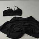 Pink Queen Women's High Waisted Bikini Set Two Piece Swimsuit V Neck Spaghetti Straps Swim Skirt Bathing Suit (Medium, Black)