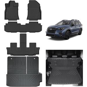 Floor Mats & Large Trunk Mat for 2019-2024 2025 Subaru Ascent 7 Seats(Bucket Seat), TPE All Weather Protection 3 Rows with Car Floor Liners with Cargo Liner Covering The backrest Protection (2019-25 Ascent 7 Seats)