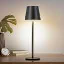 1Pack Cordless Table Lamp, 5200mAh IP54 Waterproof Rechargeable Battery Desk Lamp, 3 Color Stepless Dimming Up, Battery Operated Lamp for Kitchen/Bedside/Outdoor (Black)
