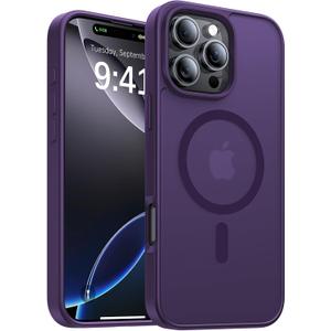 Magnetic for iPhone 16 Pro Case, [Compatible with MagSafe][Military-Grade Drop Protection][Anti-Yellowing]Shockproof Protective Translucent Matte Cover for iPhone 16 Pro Phone Case,Deep Purple