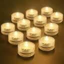 HL Submersible LED Light,Warm White Small LED Light,100 Hours Waterproof Flameless Led Lights Battery Powered for Wedding Home Vase Festival Party Decoration 12pcs (Built-in 24 Batteries)