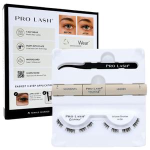 Pro Lash SoftWear Mini Lash Clusters Kit - Seamless, Lightweight Lashes - 7-Day Cluster Eyelash Extensions - False Eyelashes Plus Adhesive and Tweezers - Volume Shorties No. 06 Black