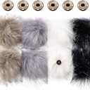 Boao 8 Pcs Faux Fur Pompoms for Hats with Removable Press Button Faux Fur Fluffy Pompom Balls Knit Hats Clothing Accessories for Bobble Hat Knitting Shoes Scarves Bag(1 Color)