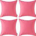 MIULEE Pack of 4 Decorative Outdoor Waterproof Summer Pillow Covers Square Garden Cushion Cases PU Coating Throw Pillow Cover Shell for Patio Tent Park Couch 16x16 Inch Pink