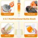 OUTXE 6 Pack Bottle Brush Cleaning Set, 5-in-1 Cup Cleaner Brush | with 3 Straw Brush, 14" Long Handle Bottle Brush& Replecement Sponge, Nipple Detail Brush for Stanley Owala Yeti Lid Gap