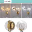 Flower Shaped Wall Sconce, LED Elegant Wall Light, Dimmable Gold Wall Mount Lamp for Mirror, Bedroom, Hallway (2 Light)