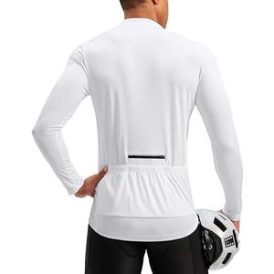 Bikewa Men's Cycling Jersey with 3+1 Rear Zipper Pockets Long Sleeve Moisture Wicking UPF 50+ Half Zip Riding Bike Shirts, Large