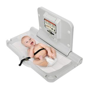 Alpine Wall Mounted Baby Changing Station - Horizontal Baby Changing Table Foldable Diaper Tables with Safety Strap for Commercial Bathroom, ADA Complaint (Hardware Included) White Gray