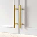 Goldenwarm 10 Pack 3 inch Gold Cabinet Handles Brushed Gold Cabinet Pulls Stainless Steel Drawer Pulls, Durable Kitchen Cabinet Handles - Bathroom Bedroom Dresser Handles Easy DIY Upgrade