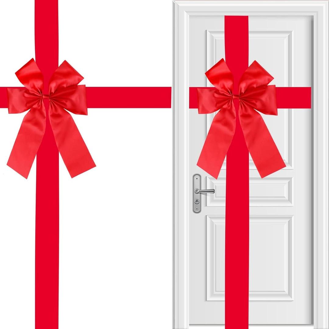 gisgfim Christmas Cabinet Big Bows Large Door Lace Christmas Tree Bow Ribbon Red Bow Holiday Decorations Christmas Front Door Party Supplies