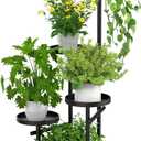 TOSKING 5 Tier Tall Plant Stand Indoor Outdoor, Heavy Duty Corner Plant Stand with Space-Saving Plant Shelf for Multiple Plants| Round Plant Table Design for Living Room Balcony Garden (Black, 37in)