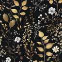 Boho Wallpaper Peel and Stick Dark Floral Wallpaper 17.5in x393in Vintage Leaf Contact Paper Vinyl Waterproof Self Adhesive Golden Leaf Botanical Wall Paper for Cabinet Table Drawer Decor