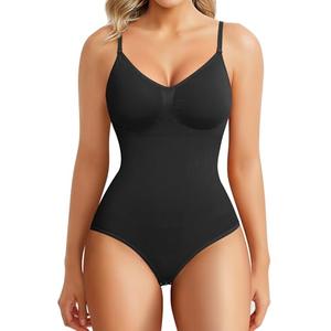BRABIC Seamless Shapewear Bodysuit for Women - V-Neck, Sleeveless, Tummy Control M/L