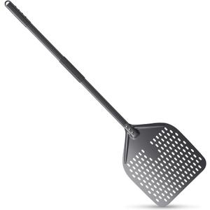 NUTUNI 12" x 14" Pizza Peel Long Handle, Perforated Pizza Spatula 43.8 Inch Overall, Professional Aluminum Turning Peel for Baking Commercial Ovens