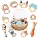 Baby Rattles & Teethers Set Baby Toys 0-6 Months, Teething Toys 3-6 Months, Sensory Toys with Soft Textures, Gentle Sounds & Easy-Grip Shape, Neutral Newborn Gift10-Pack