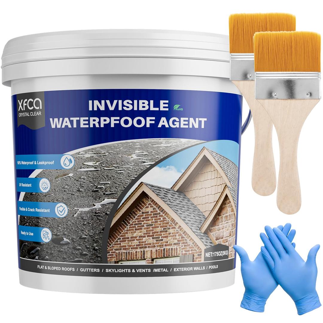 Transparent Waterproof Sealant,175oz Clear Transparent Waterproof Coating,Liquid Invisible Water Proof Agent for Roofs Walls,Garden,Bathroom,Kitchen Indoor & Outdoor Water Proof Sealant