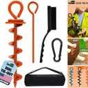 Eurmax USA Heavy Duty Dog Tie Out Stake for Large Dogs up to 210 lbs,Dog Stakes for Outside,Ground Anchor for Dog Leash,Runner Cable, and Pet Gadget Dog Accessories Trampoline Stakes 1-Pack (Orange)